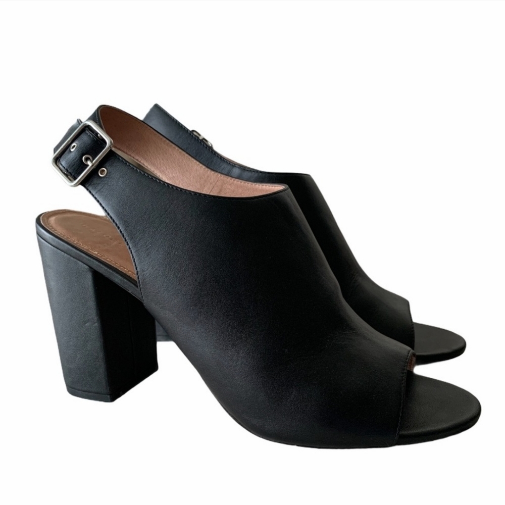 Halogen Leather Slingback Peep Toe Block Heels